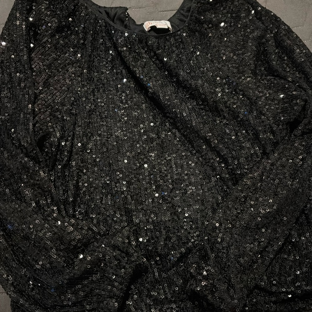 GB girls medium black sequin long sleeve blouse and matching skirt